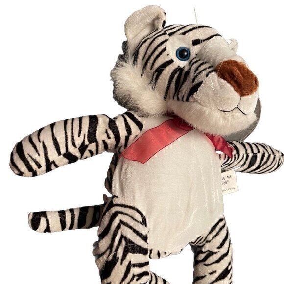 Kuddle Me Plush Toy White Stripe Tiger Vintage 90’s Y2K Red Ribbon Los A… - Picture 1 of 10